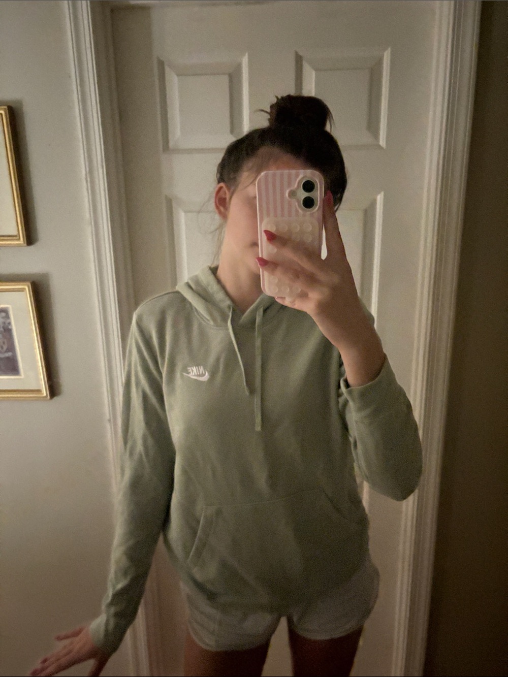 Nike Sage Green Pullover Hoodie with White Swoosh - Picture 3 of 3